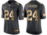 Oakland Raiders #24 Charles Woodson Anthracite 2016 Christmas Gold NFL Limited Salute to Service Jersey