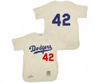 Los Angeles Dodgers #42 Jackie Robinson Replica Cream Throwback Baseball Jersey
