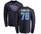 Tennessee Titans #78 Jack Conklin Navy Blue Name & Number Logo Long Sleeve T-Shirt