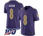 Baltimore Ravens #8 Lamar Jackson Limited Purple Rush Vapor Untouchable 100th Season Football Jersey