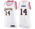 Women's Los Angeles Lakers #14 Danny Green Swingman White Pink Fashion Basketball Jersey