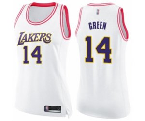 Women\'s Los Angeles Lakers #14 Danny Green Swingman White Pink Fashion Basketball Jersey
