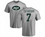 New York Jets #7 Chandler Catanzaro Ash Name & Number Logo T-Shirt