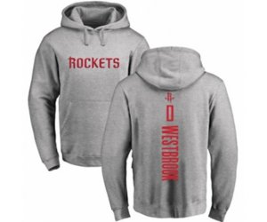 Houston Rockets #0 Russell Westbrook Ash Backer Pullover Hoodie