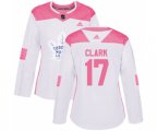 Women Toronto Maple Leafs #17 Wendel Clark Authentic White Pink Fashion NHL Jersey