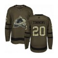 Colorado Avalanche #20 Conor Timmins Authentic Green Salute to Service Hockey Jersey