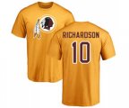 Washington Redskins #10 Paul Richardson Gold Name & Number Logo T-Shirt