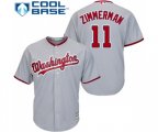 Washington Nationals #11 Ryan Zimmerman Replica Grey Road Cool Base Baseball Jersey