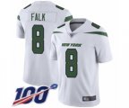 New York Jets #8 Luke Falk White Vapor Untouchable Limited Player 100th Season Football Jersey