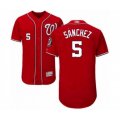 Washington Nationals #5 Adrian Sanchez Red Alternate Flex Base Authentic Collection Baseball Player Jersey