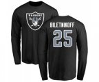 Oakland Raiders #25 Fred Biletnikoff Black Name & Number Logo Long Sleeve T-Shirt