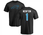 Carolina Panthers #1 Cam Newton Black Name & Number Logo T-Shirt