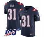 New England Patriots #31 Jonathan Jones Limited Navy Blue Rush Vapor Untouchable 100th Season Football Jersey