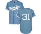 Los Angeles Dodgers #31 Joc Pederson Authentic Light Blue Cooperstown Baseball Jersey