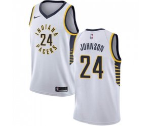 Indiana Pacers #24 Alize Johnson Authentic White Basketball Jersey - Association Edition