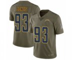 Los Angeles Chargers #93 Justin Jones Limited Olive 2017 Salute to Service Football Jersey
