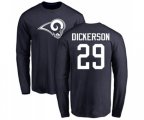 Los Angeles Rams #29 Eric Dickerson Navy Blue Name & Number Logo Long Sleeve T-Shirt