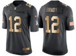 New England Patriots #12 Tom Brady Anthracite 2016 Christmas Gold NFL Limited Salute to Service Jersey