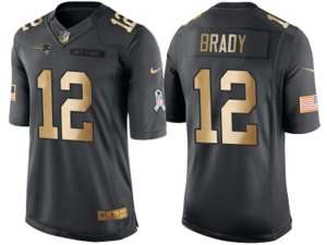 New England Patriots #12 Tom Brady Anthracite 2016 Christmas Gold NFL Limited Salute to Service Jersey