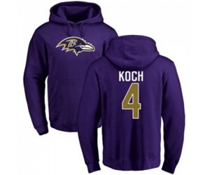 Baltimore Ravens #4 Sam Koch Purple Name & Number Logo Pullover Hoodie