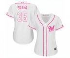 Women's Milwaukee Brewers #35 Brent Suter Replica White Fashion Cool Base Baseball Jersey