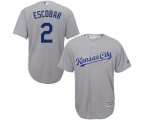 Kansas City Royals #2 Alcides Escobar Replica Grey Road Cool Base Baseball Jersey
