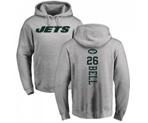 New York Jets #26 Le\'Veon Bell Ash Backer Pullover Hoodie