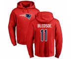 New England Patriots #11 Drew Bledsoe Red Name & Number Logo Pullover Hoodie