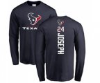 Houston Texans #24 Johnathan Joseph Navy Blue Backer Long Sleeve T-Shirt