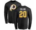 Washington Redskins #20 Landon Collins Black Name & Number Logo Long Sleeve T-Shirt