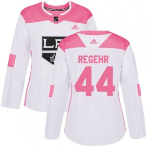 Women\'s Los Angeles Kings #44 Robyn Regehr Authentic White Pink Fashion NHL Jersey