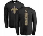 New Orleans Saints #5 Teddy Bridgewater Black Backer Long Sleeve T-Shirt