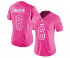 Women Detroit Lions #6 Sam Martin Limited Pink Rush Fashion Football Jersey