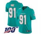 Miami Dolphins #91 Cameron Wake Aqua Green Team Color Vapor Untouchable Limited Player 100th Season Football Jersey