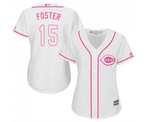 Women\'s Cincinnati Reds #15 George Foster Replica White Fashion Cool Base Baseball Jersey