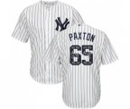 New York Yankees #65 James Paxton Authentic White Team Logo Fashion Baseball Jersey