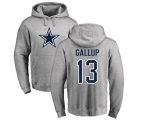 Dallas Cowboys #13 Michael Gallup Ash Name & Number Logo Pullover Hoodie