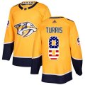 Nashville Predators #8 Kyle Turris Authentic Gold USA Flag Fashion NHL Jersey