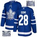 Toronto Maple Leafs #28 Tie Domi Authentic Royal Blue Fashion Gold NHL Jersey
