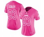 Women Cleveland Browns #93 Trevon Coley Limited Pink Rush Fashion Football Jersey