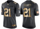 Dallas Cowboys #21 Ezekiel Elliott Gold NFL Limited Salute to Service 2016 Christmas Jersey