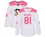 Women Adidas Pittsburgh Penguins #81 Phil Kessel Authentic White Pink Fashion NHL Jersey