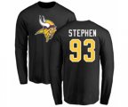 Minnesota Vikings #93 Shamar Stephen Black Name & Number Logo Long Sleeve T-Shirt