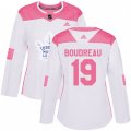 Women Toronto Maple Leafs #19 Bruce Boudreau Authentic White Pink Fashion NHL Jersey