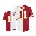 Kansas City Chiefs #11 Alex Smith Elite Red White Split Fashion NFL Jersey