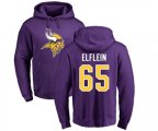 Minnesota Vikings #65 Pat Elflein Purple Name & Number Logo Pullover Hoodie