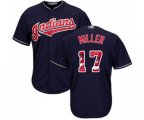 Cleveland Indians #17 Brad Miller Authentic Navy Blue Team Logo Fashion Cool Base Baseball Jersey