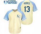 Kansas City Royals #13 Salvador Perez Authentic Cream Exclusive Vintage Cool Base Baseball Jersey
