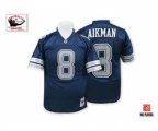 Dallas Cowboys #8 Troy Aikman Authentic Navy Blue Throwback Football Jersey