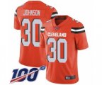 Cleveland Browns #30 D'Ernest Johnson Orange Alternate Vapor Untouchable Limited Player 100th Season Football Jersey